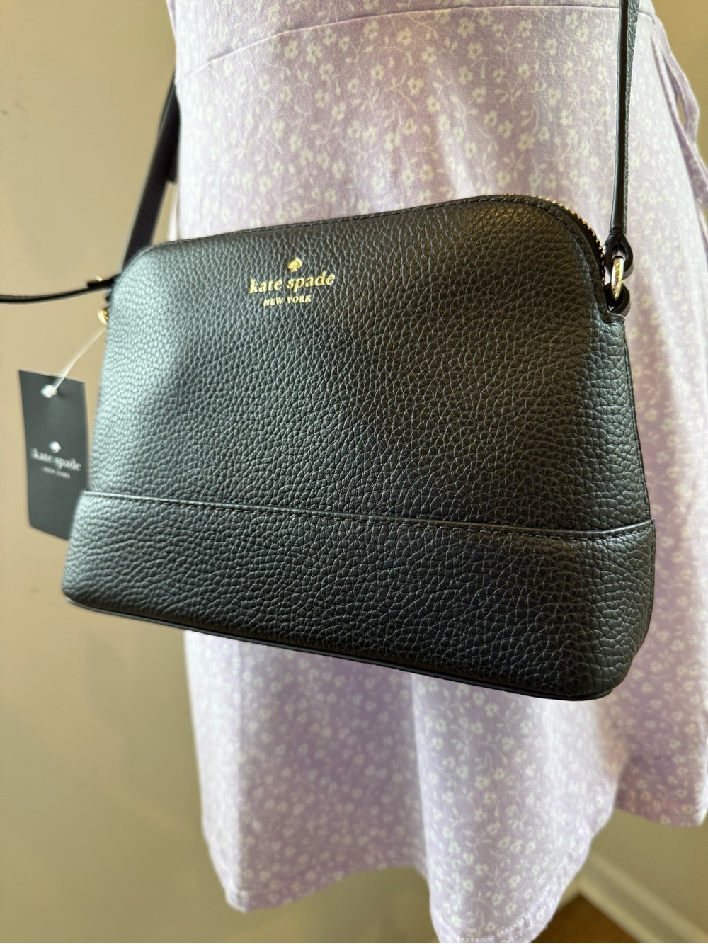 kate spade Black South Ave Hannah  Pebbled Leather Crossbody Bag